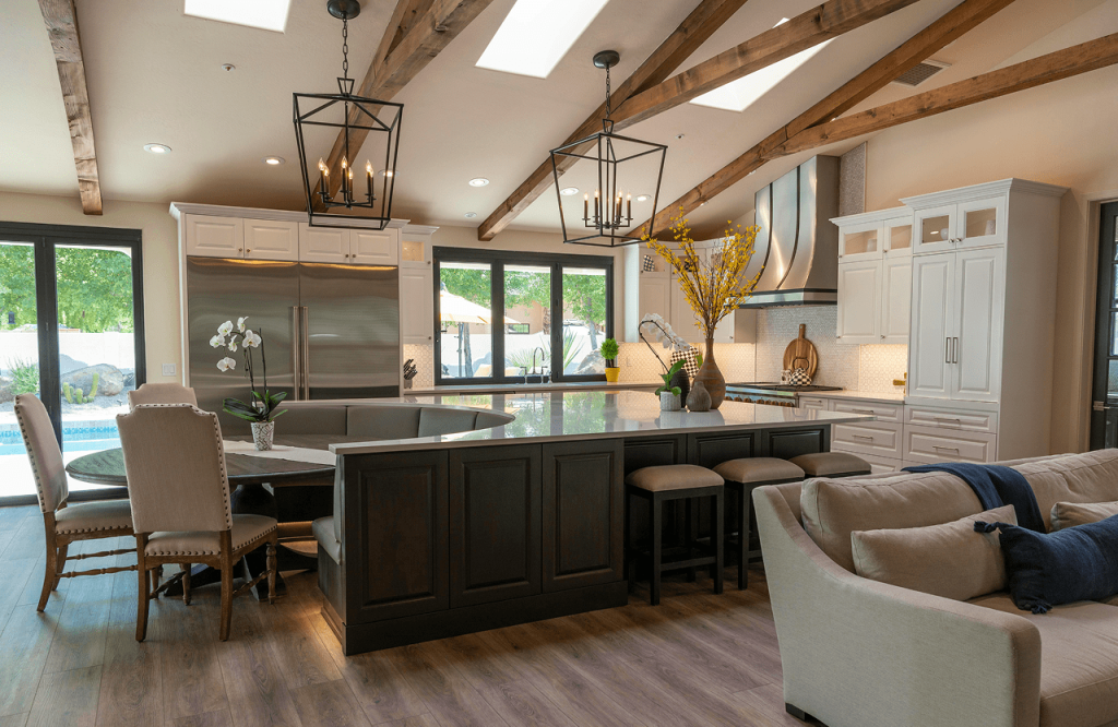 Build Modern Homes 7 kitchen with custom built-in storage and soft ambient lighting